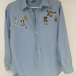 Warner Bros Looney Adult Lrg Blue Shirt